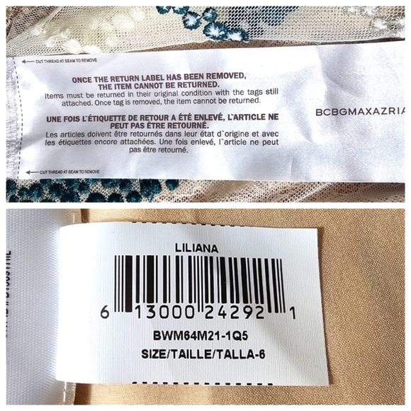 BCBGMAXAZRIA NWT Lilian Dress Sz 6 Ivory, silver, gold, teal Prom, Formal - Picture 14 of 16